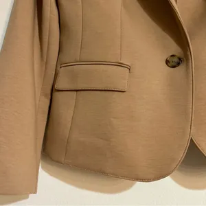 Ann Taylor The Petite One Button Blazer Double Knit Tan 6P Work Office Travel thumbnail 6
