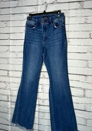 Blue Flare Wide Leg Jeans High-Rise Waist Hippie Y2K Baggy Style SZ 29 Retro thumbnail 8