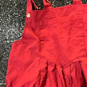 Women’s Red Medium 100% Cotton Overall Jumpsuit Romper thumbnail 2