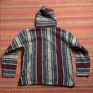 Urban Outfitters MAROON MEXICAN BLANKET DRUG RUG HOODIE thumbnail 4