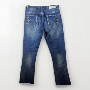 Rock & Roll Cowgirl Jeans Womens 29 Denim Blue Crop Midrise Summer Feathers thumbnail 2