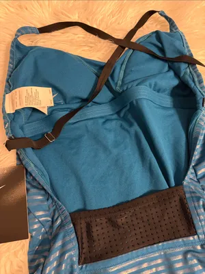 Nike Teal Blue Striped One-Piece Swimsuit size L brand new thumbnail 6