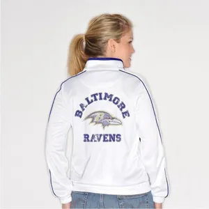 NFL BALTIMORE RAVENS White Light Weight Track Jacket Coat Bling Womens Medium thumbnail 11