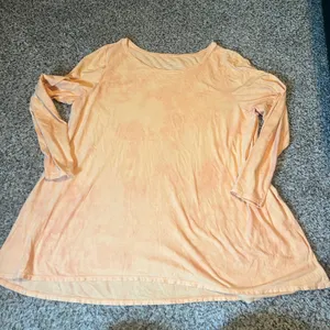 Pure Jill‎ Watercolor Elliptical Tee Peach Tie Dye Long Sleeve Cotton XL thumbnail 1