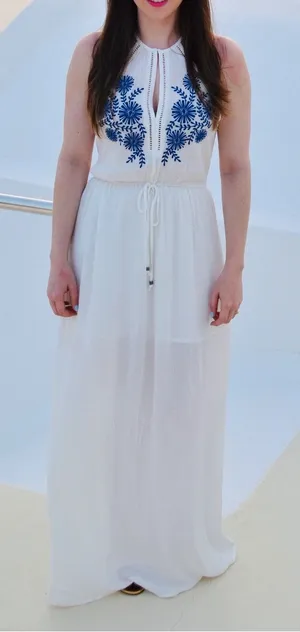 Forever 21 Gauze Embroidered Maxi‎ Dress S Beach Resort Vacation European Summer thumbnail 1
