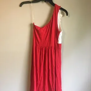 Vettr large orange and‎ white one sleeved dress thumbnail 4