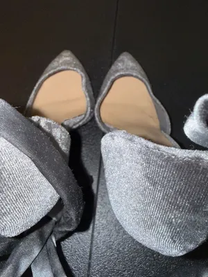 JustFab Cosette Grey Velvet Ribbon Tie Stiletto Heels Pumps Size US 8 thumbnail 7