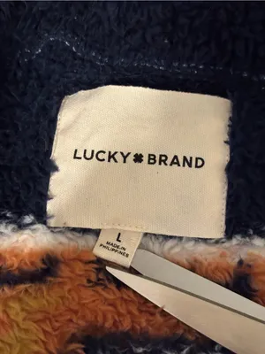Lucky Brand Women’s L Aztec Sherpa Fleece Jacket Orange thumbnail 2