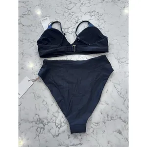 NWT Quince Black Italian V Neck Bikini Top & High Rise High Leg Bottom Medium thumbnail 2