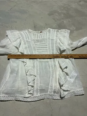 Free People Women’s White Ruffle Lace Peasant Blouse small thumbnail 3