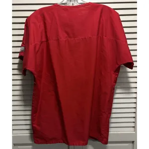 Scrub Zone Scrub Top Red Short Sleeve V Neck Pockets Size SML‎ Unisex Medical thumbnail 6