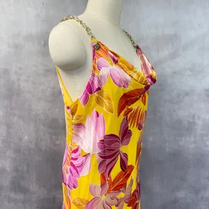 Boston Proper Women La Sirena Floral Dress Size XL Gold Chain‎ Straps Tropical thumbnail 6