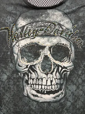 Harley-Davidson size large y2k rhinestone Black Skull Racerback Tank Mesh biker thumbnail 4