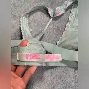 Victoria’s Secret pink lace bralette green pink floral small thumbnail 4