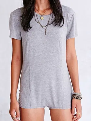 Urban Outfitters COPE‎ Gray Tee Romper Bodysuit Size M NWT thumbnail 1