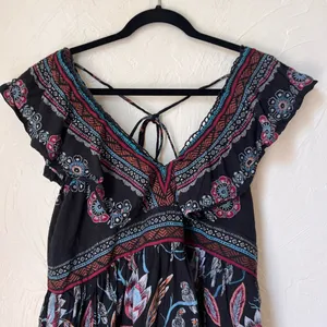 Anthropologie Deep V leopard butterfly mini dress size M thumbnail 6