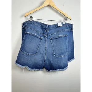 Good American Denim Shorts Women Size 22 Blue High Rise Raw Hem Distressed thumbnail 7