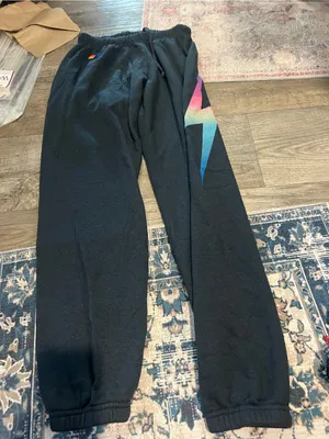 Aviator nation Black Sweatpants with Colorful Gradient Lightning Detail thumbnail 3