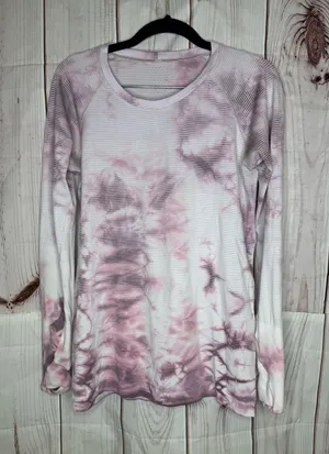 Lululemon | Shibori Pink Tie Dye Stripe Swiftly Tech Long Sleeve Shirt thumbnail 1