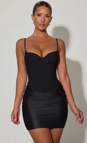 Oh Polly Lovella Draped Corset Mini Dress in Black Size 6 New thumbnail 1