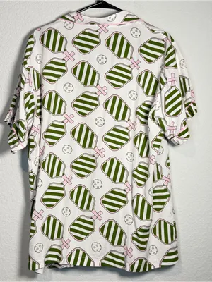 Katie Kime Women’s 2XL Sleepwear Top in Pink and Green Pickleball Print thumbnail 3