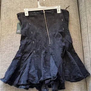 Wild Fable Black Denim strapless dress with Stud Accent thumbnail 5