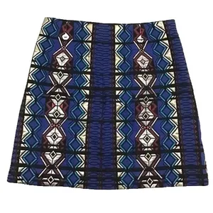 J.Crew Womens Mini Skirt Size 0 Blue Windowpane Geometric Jacquard Zip Aztec thumbnail 2