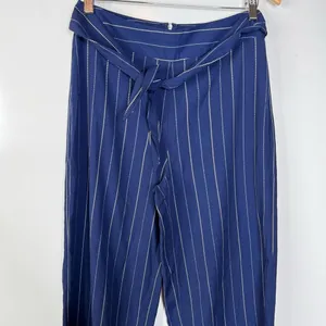Aqua Blue Striped Wide‎ Leg Dress Pants Size Medium thumbnail 3