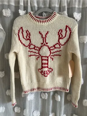 Coco & Shay Cream & Red Lobster Knit Sweater thumbnail 1