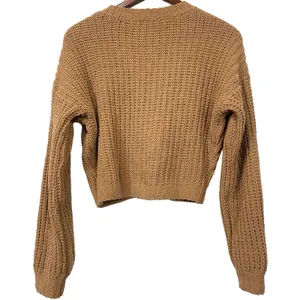 Hollister Junior‎ Open Knit Cropped Sweater Cardigan Brown Size XS 3 Buttons Y2K thumbnail 7