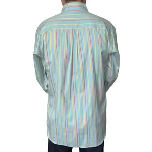100% Cotton Button Down Shirt Mens Size Large Striped Collared Button Up Shirt Blue Size M thumbnail 2