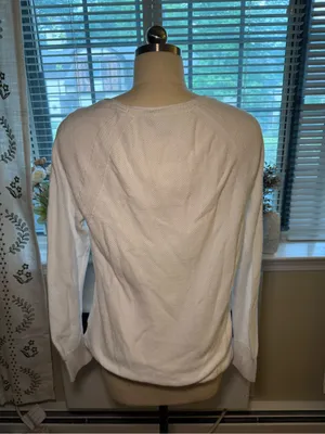 L.L. Bean Women's White Knit Long-Sleeve Top thumbnail 2