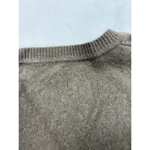 Vince womens taupe brown short sleeve ribbed cashmere sweater. Size S. preppy thumbnail 4