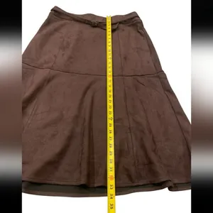 Marc New‎ York Skirt Womens XL Espresso Faux Suede A-Line Midi M5MSE217 Academia thumbnail 9