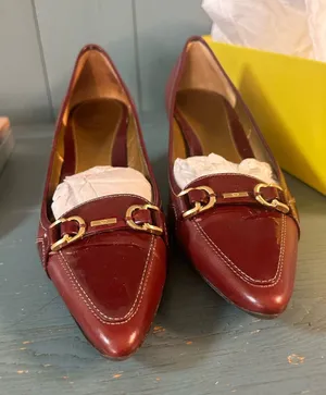 Circa by Joan David Women’s Pointed Leather Loafers w/Gold Bit Burgundy | Size 7 thumbnail 1