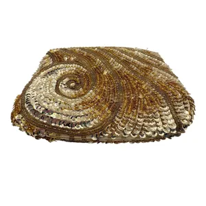 Vintage La Regale Sequin Clutch Bag Gold Swirl Beaded Evening Pouch Glam‎ Disco thumbnail 6