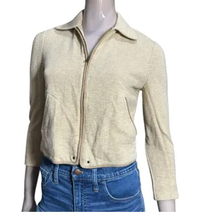 Ralph Lauren Vintage Women’s Tan Beige Herringbone Suede Trim Jacket Size 4 thumbnail 3