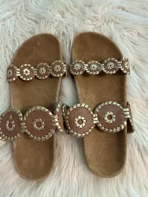 Jack Rogers Tan/Brown Leather Circle-Embellished Slide Sandals size 8.5 thumbnail 5