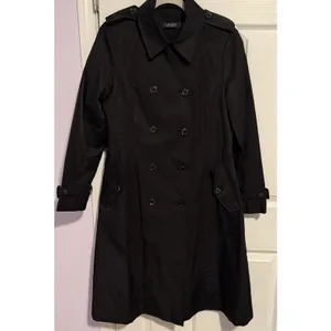 Lauren Ralph Lauren Black Label Trench Coat Black Small Lined NO BELT Preppy thumbnail 2