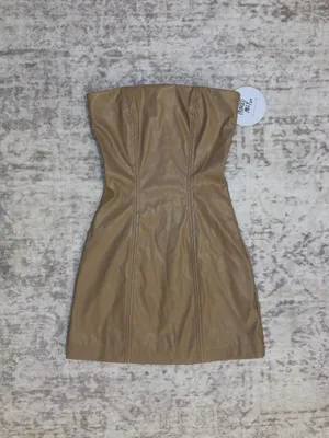 Princess Polly Faux Leather Beige Strapless Mini Dress thumbnail 4