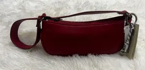 No Boundaries Carmine Red Moto Shoulder Bag Y2K Baguette Purse Heart Charm NWT thumbnail 1