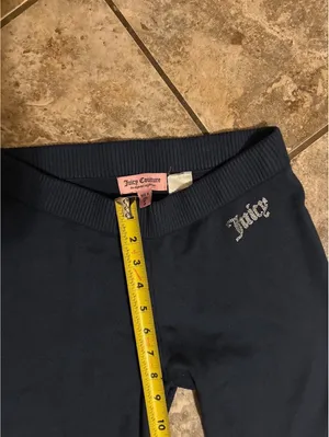 Vintage Y2K Juicy Couture Navy Low Rise Flare Pants Small Rhinestone Logo thumbnail 2