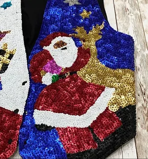 Vintage 80’s Beaded Sequin Christmas Vest L Size L thumbnail 6