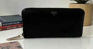 Fossil Black Leather Zip Around Continental‎ Wallet Organizer thumbnail 1
