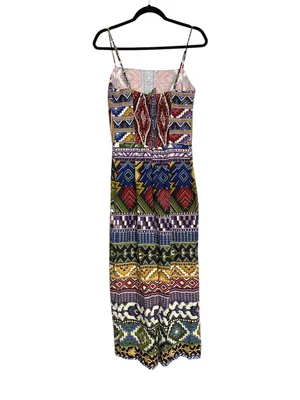Farm Rio Linen Blend Multicolor Tribal Print Sleeveless Midi Dress thumbnail 4