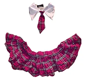 Hustler Hollywood Fuchsia Plaid Skirt and Tie Set thumbnail 2