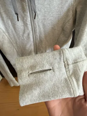 lululemon athletica Heather Light Gray Full-Zip Hooded Scuba Jacket thumbnail 4