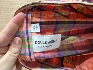 Women’s Collusion High-Waist Pink Plaid Wide-Leg Pants Size 6 thumbnail 3