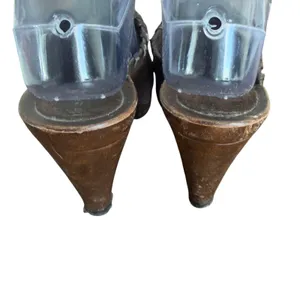 Made in Italy Suede Mules Clogs Chunky Heel‎ Brown Leather Upper Women's Size 6 thumbnail 5