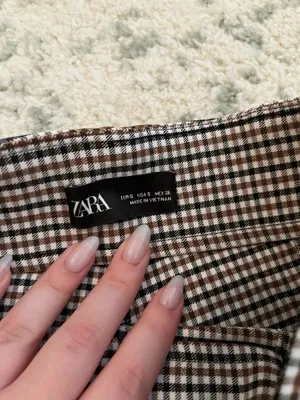 Zara black brown plaid pants thumbnail 2